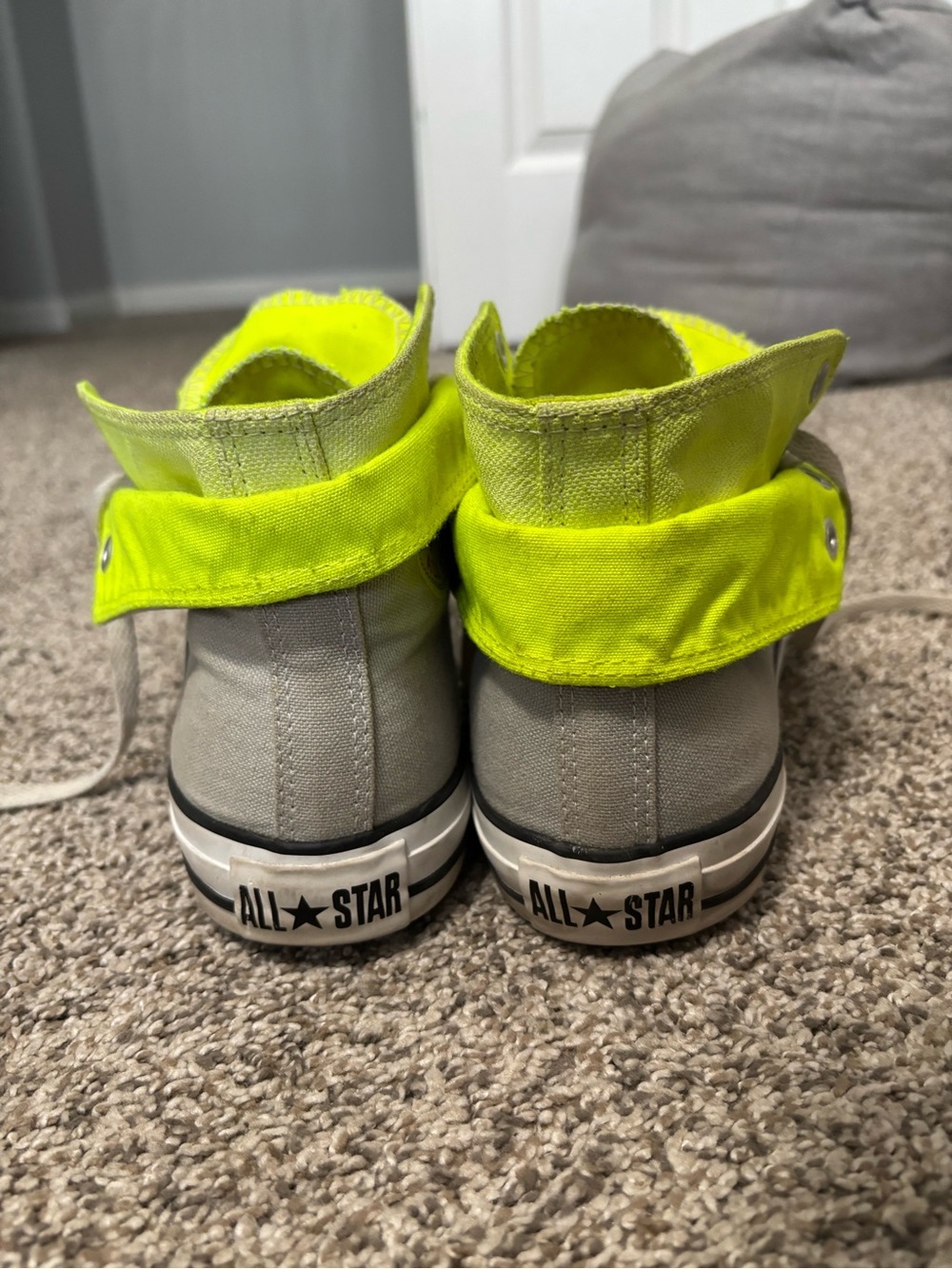 Converse All Star High Top Sneakers - Gray with Neon Yellow